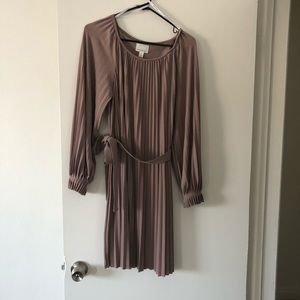 Donna Morgan pleated taupe dress